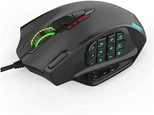 RMENST Wired Gaming Mouse, Adjustable 18 Programmable Buttons,PC/Mac LED Laser Wired Mouse High Precision Mouse PC Gamer