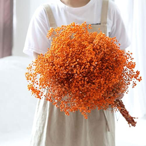 Natürliche, frisch getrocknete, konservierte Blumen, Schleierkraut, Dekoration, Valentinstagsgeschenk, Hochzeit, Heimdekoration, ewiger Atem, Brautsträuße, Orange, 100–110 g
