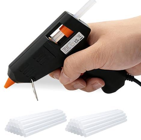 XJYMCOM 10W Hot Glue Gun Fast Heating Mini Heating Hot Melt Glue Gun Kit with 100 Pcs Premium Glue Sticks for Daily Home Repairs Crafts DIY and Sealing Perfect for Adhesive Crafts Lovers