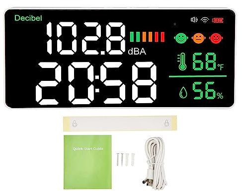 Pilipane De L'humidité Et De l'horloge pour Tuya, Décibelmètre LED WiFi 2.4G élevé avec Affichage de la Température,