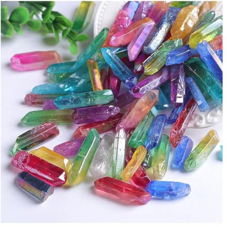 GIVBRO Cristalli curativi Naturali Bacchetta di Quarzo Appuntita Pietre preziose Pietre burattate per Oli aromaterapici Creazione di Gioielli Wicca Reiki 100g