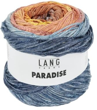 100 g Paradise – färg 47 – förlopp lax/blå/orange/gul – lätt, sommargarn i de vackraste färgerna