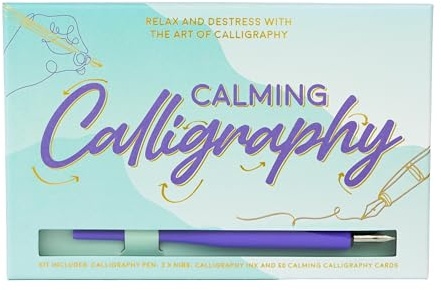 Gift Republic Calming Calligraphy Pen Set. Dip Pen, Ink & Nibs. Calligraphy Gift Set for Beginners, Adults & Kids. Calligraphy Handwriting Practice Cards