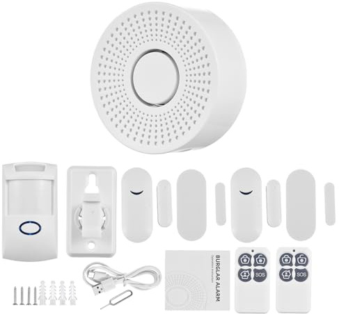 HUIOP Sistema de Seguridad Doméstica WiFi APP Notificaciones de Alimentación Tipo C Receptor Inalámbrico Kit de Control Remoto Detector de Puerta y Ventana Alarma Detector Infrarrojo,Sistema de Alarma