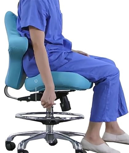 ENHEN Sattelhocker Rollhocker Blauer Drehhocker mit Rückenunterstützung, Sitzstuhl für Küche Behindert, Arme Bequemer Rollstuhl für Die Massage für Zahnärztliche Medizinische Klinik