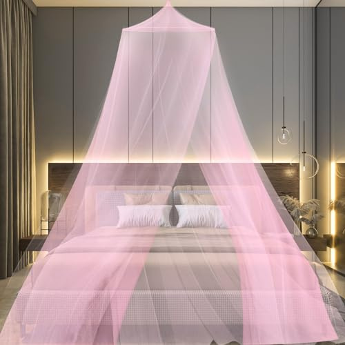 Huifengjie Moustiquaire Lit pour 1 et 2 Places Moustiquaire de Lit Simple et Double Ciel de Lit Adulte Enfant Exterieure Voyage, D'installation Rapide et Facile, Convient à Tous Les Lits(Rose)