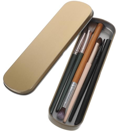 Gadpiparty Metal Pencil Case Storage 2Pcs Set Assorted Colour Hinged Lid Design for School Stationery Organiser and Makeup Brush Holder 7X2X0.8 Inch