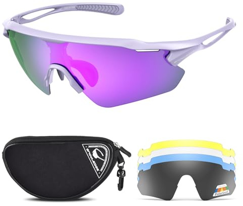 Snowledge Sportbrille Fahrradbrille Herren und Damen Radsportbrille Sonnenbrille Erwachsene Sport Radbrille Polarisiert Windschutz Brille Motorradbrille Rahmen TR90 UV400 Schutz