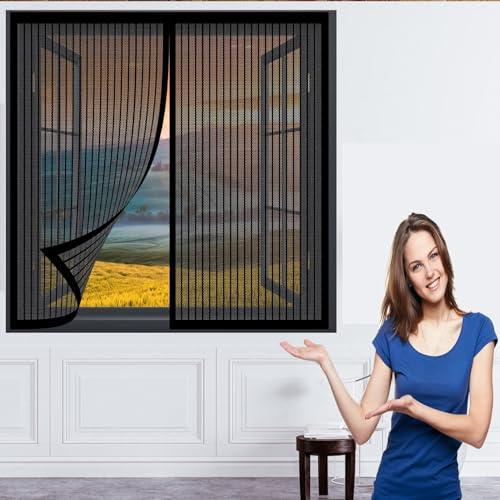 Magneti Rete Anti Zanzare Zanzariera 150 x 104 cm Zanzariera Magnetica Finestra Senza Foratura Tenda Zanzariera Magnetica Zanzariera Magnetica per Finestre, Nero