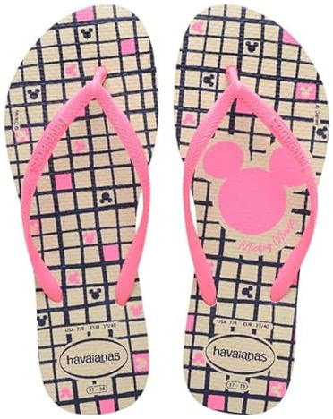 Havaianas - Slim Disney Stylish, Infradito Comode, Leggere E Alla Moda, Con Disegni Disney, Cinghie Sottili E Suola Antiscivolo, Donna, Beige, 37/38 EU