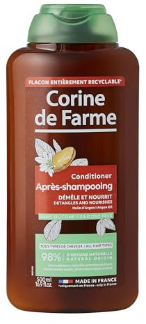 Corine de Farme - Après-Shampooing à l’Huile d'Argan - Démêle et Nourrit - Soin pour Tous Types de Cheveux - Formulation Clean Beauty - 500 ml
