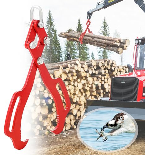 18IN Log Lifting Tongs, Log Grabber, Skidding Log Lifting Tongs Timber, Heavy Dut Solid Steel Swivel Dragging Steel Tongs Log Lifting Lumber Skidding Tongs Logging Grabber(2 Claw)
