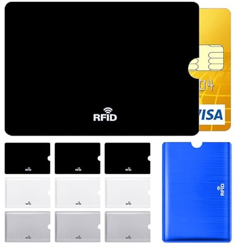HSYTEK 10 Stück Scheckkartenhülle, Mehrfarbig RFID Blocker Kartenhülle, Kreditkartenhülle für Schutz von Bankkarten vor Datendiebstahl und unbefugtem Auslesen, 4 Farben