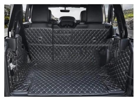 NYSQOFMB Voiture Coffre Tapis pour Jeep pour Wrangler pour JL 4 Portes 2018-2022 Tapis Coffre Voiture Tapis Coffre Doublure Cargaison Tapis de Coffre Auto(Black Beige 4)