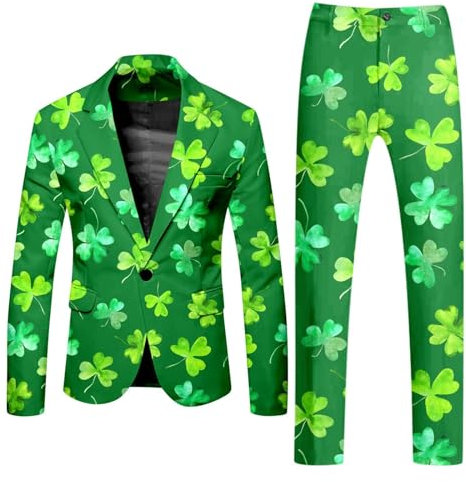 Gilet con protezione di avvertimento, giacca e pantaloni per il tempo libero, per la festa di San P's Day da uomo, abbigliamento sportivo, verde, 3XL