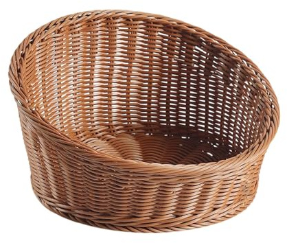 Panier de présentation incliné en osier, porte- tissé à la main, rangement de table élégant, organiseur polyvalent, design tissé, marron chaud, pour fruits ou pâtisseries, utilisation à la maison
