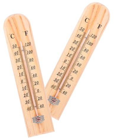 VICASKY 2 termometri in legno per interni ed esterni, indicatore di temperatura preciso per giardino agricoltura e animali domestici