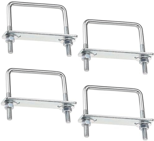 LEPEVNEY 4 juegos de pernos en U cuadrados M6 de 60 mm de ancho interior de 65 mm de longitud con tuercas, placas y arandelas, junta para automóviles, remolque, esquí, barco, pesca, barco, tuberías