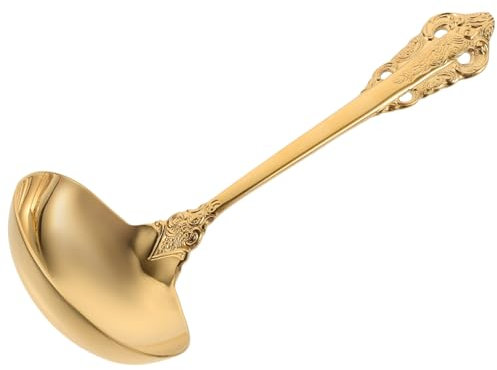 MUCKLILY Cucharón de Sopa Estilo Elegante de Acero Inoxidable Dorado Fácil de Limpiar y Agarrar para Servir en Cocina Occidental