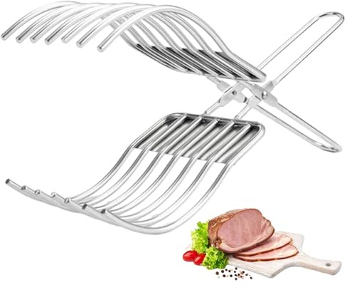 Pinzas de Corte para Asador, Pinza Corta Asado Inoxidable, Guía de Rebanado de Carne, Pinzas de Acero Inoxidable, Puede Agarrar Fácilmente Jamón, Pan, Parrillas y Otros Alimentos.