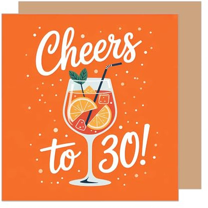 Edition Seidel Premium quadratische Glückwunschkarte zum 30. Geburtstag mit Umschlag. Geburtstagskarte Karte mit englischem Text für Mann Frau Freund Freundin Cheers (GQ513 SW025)