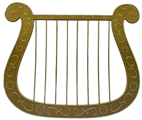 Angelharfen-Zubehör für Halloween-Kostüm, Erwachsenen- und Kinder-Kostüm, 21,6 cm hoch, Gold-Dekor, Cosplay-Dekor