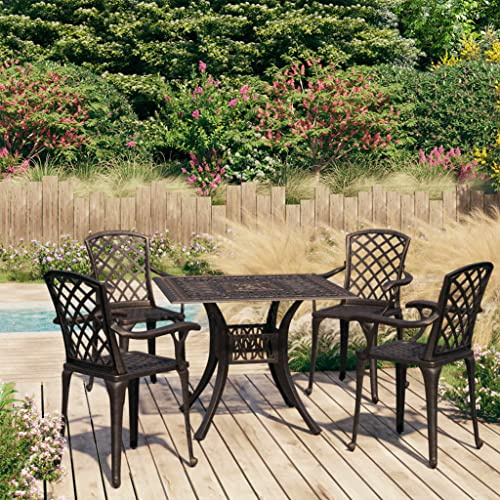 WKIEQACO 5-teiliges Bistro-Set Aluguss Bronze Outdoor Sets