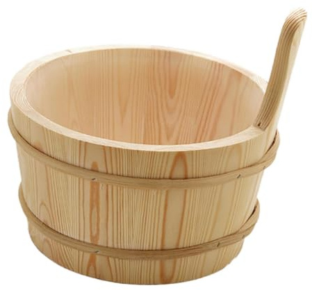 FashionCha Sauna Eimer Holz Sauna Zubehör Dampfbad Werkzeug Tragbarer Griff Ergonomisch für Erwachsene Frauen Männer Badehaus Spa Badezimmer Heimdekoration Gesch, Eimer 26x22x27cm
