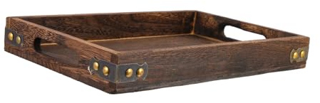Toyvian Plateau Service Bois Rétro Bois Massif Plateau Rangement Snacks Polyvalent pour Fruits Gâteaux et Bijoux Décor Vintage pour Maison et Table