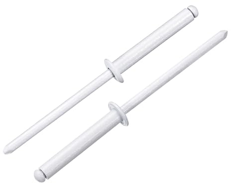 QUARKZMAN 50 Piezas Remaches Ciegos Aluminio 1/8x3/4 Remaches Blanco | Empuñadura Aluminio Y Vástago Acero, Cabeza Abovedada División Larga, Para Metal Muebles Automoción
