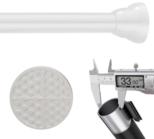 Asta per tenda regolabile con tensione a molla, 34120 cm, design antiscivolo in acciaio inossidabile, facile installazione senza trapano, per camera da letto, cucina, soggiorno (bianco, 150265 cm)