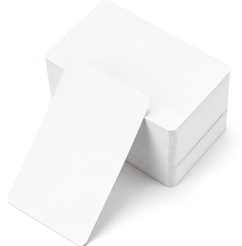 Sandphyrre 100 Pcs Blank Kraft Cards, White Business Message Cards, Blank Flash Cards for Learning, Study, DIY, Memory Games, Notes and Gift Tags - 3.5 x 2 inch (8.8 x 5.2 cm)