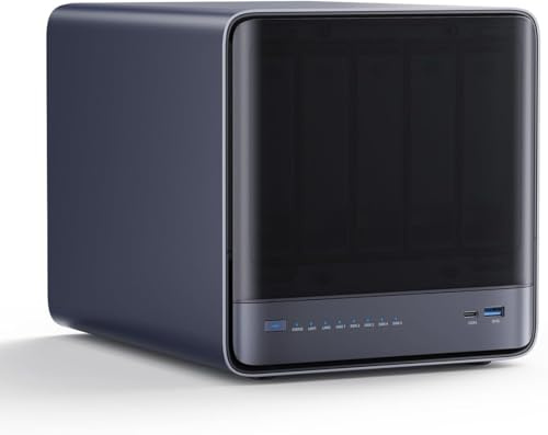 MINIS FORUM N5 Air 5-Bay Desktop-NAS, CPU AMD Ryzen 7 255, 8C/16T, Radeon 780M, 16GB RAM, SSD da 64GB, 3×M.2 NVMe, 10GbE + 5GbE, porte OCuLink e USB4, slot di espansione PCIe x16 (senza HDD)