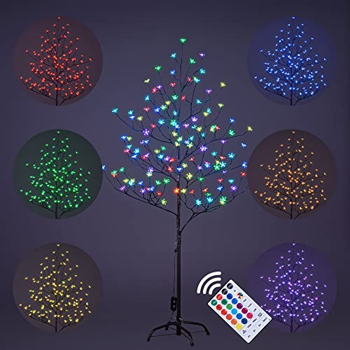 LIGHTSHARE 5FT Cherry Blossom Lighted Tree,2 Mode, RGB, 5'