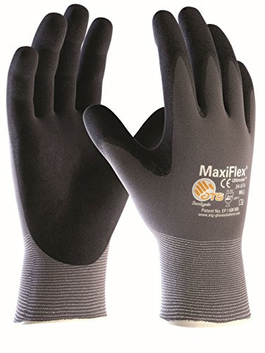 ATG 34-874 MaxiFlex Ultimate - Guantes de montaje (5 pares, 5 unidades), color gris y negro