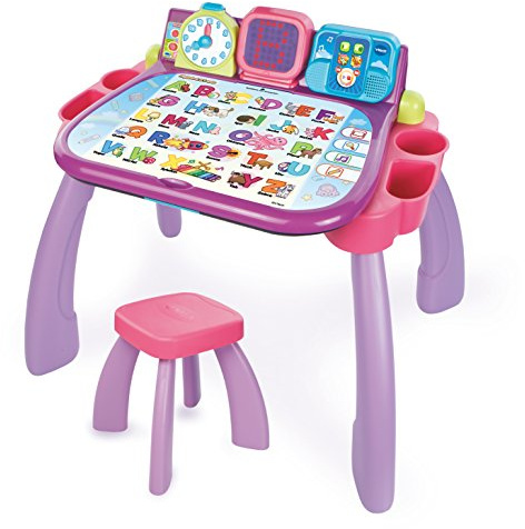 VTech 80-154654 Magischer Schreibtisch 3 in 1 Kinderschreibtisch, rosa
