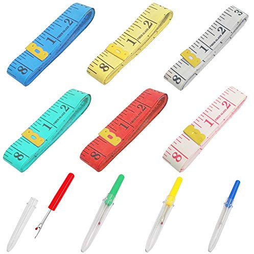 SourceTon Weiches Maßband und praktischer Nahttrenner, flexibles Lineal, 150 cm, 6 Farben, 4 Stück