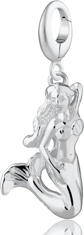 Lily Charmed - 925 Sterling Silver Mermaid Charm or 18ct Gold Plated, Clip On Charm for Bracelet or Necklace