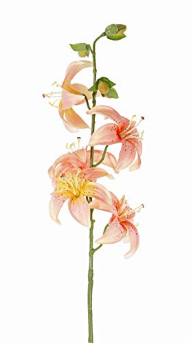 artplants.de Lirio de Tigre Textil Ashanti, Rosa, 65cm, Ø8cm - La Flor del Lazo atigrada Artificial/Planta de imitación