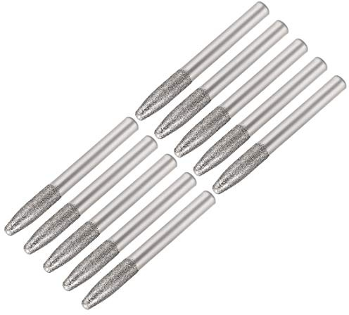 sourcing map Diamante Rebabas Esmerilado Taladro Tallado Giratoria Herramienta para Vidrio Piedra Cerámica 150 Granos 1/4 Vástago 6mm Cónico 10Uds