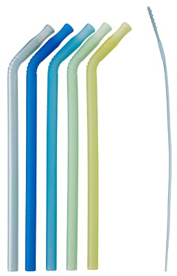 b.box Cannucce Riutilizzabili in Silicone (Confezione da 5) | Cannucce Lunghe e Pieghevoli e Scovolino per Cannucce | Cannucce Bambini Lavabili in Lavastoviglie | Liquidi Caldi o Freddi