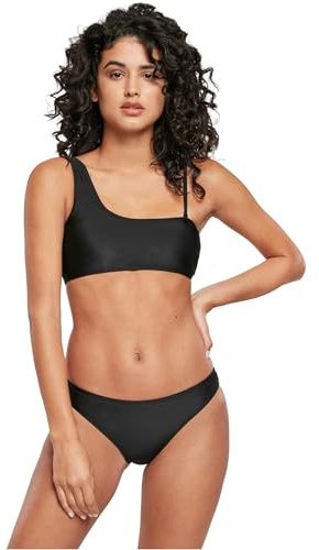 Urban Classics Bikini da Donna con Canotta Asimmetrica Riciclata Parte Superiore, Nero, M