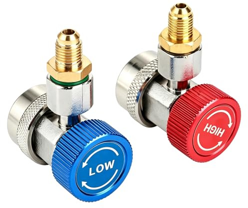 Conector de Acoplador Rápido R134A, Adaptador R-134A de 1/4 Accesorios de HVAC SAE Acoplador Rápido de Aire Acondicionado Bajo/Alto para Automóvil, Conector de Manguera de Manómetro de Freón de Hvac
