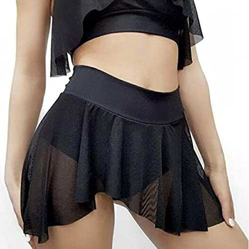 AOCRD Women's Sexy Charming High Waist Pole Dance Ruffled Shorts Hot Pants Tight Bikini Shorts Swimwear Badeanzug Beachwear Sets Hawaii Meer Strand (A-Schwarz, S)