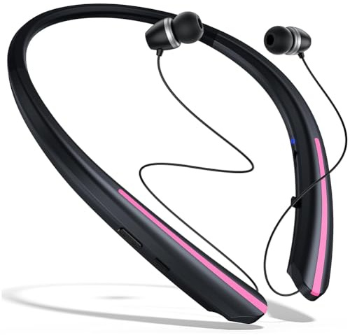 Boddceto Neckband Wireless Bluetooth Earphones, Retractable Ear Sweat-Proof Earphones, Stereo Noise-Canceling Earphones