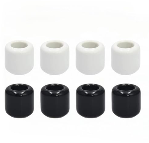 Ceramic Chime Candle Set - 0.7 Inch Diameter, Home Small Candle Holders for Casting Chimes, Rituals, Spells, Vigil, Wiccan Supplies & More (8 Pcs, Black, White)