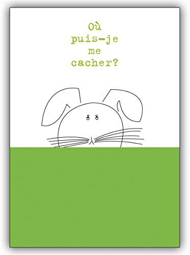 4 Osterkarten Französische Osterkarte mit Häschen: Où puis-je me cacher? • schöne Premium Grusskarten Set mit Umschlägen für beste Freunde und Lieblingsmenschen