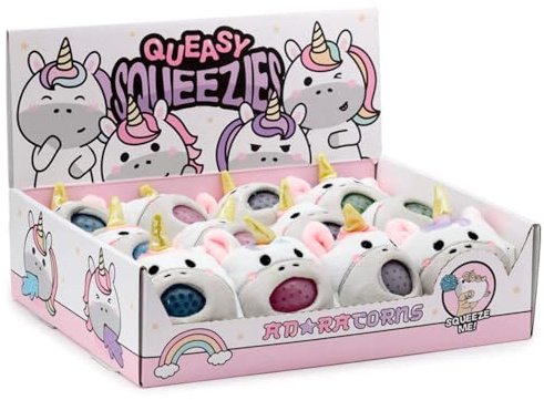 Puckator Queasy Squeezies Adoracorns Spielzeug zum Drücken von Einhorn, dehnbares Plüsch-Spielzeug, Jabber-Spielzeug, Wutmanagement-Spielzeug, lustige Geschenke für Freunde, Stressabbau für Erwachsene