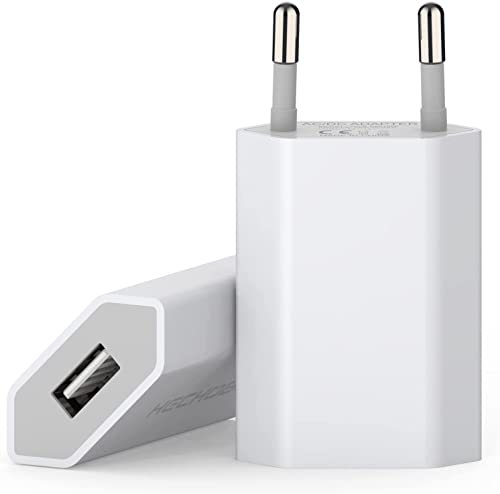 Prise USB Secteur, (2 Pack) Embout Chargeur pour iphone, Samsung Xiaomi Sony LG Smartphones, iWatch, appareils Photo, tablettes, MP3 etc, Universel 5V Adaptateur Secteur USB