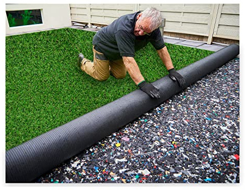 MDEKOR Kunstrasenteppich Outdoor - Kunstrasen wetterfest, Rasenteppich Meterware Grün 100x200 cm, Balkon Bodenbelag wasserdurchlässig mit Drainage 200 cm breit in Echtrasen-Optik